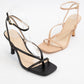 Open Square Toe Strappy Sandal Heel