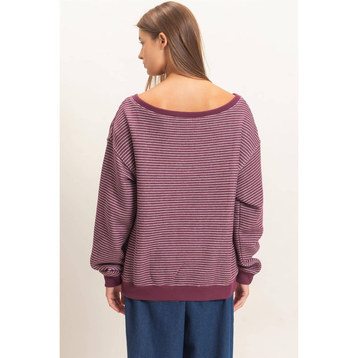 Striped Off The Shoulder Sweatshirt