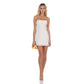 Beaded Butterfly Satin Dress in White