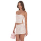 Floral Sequin Strapless Skirt in Cream