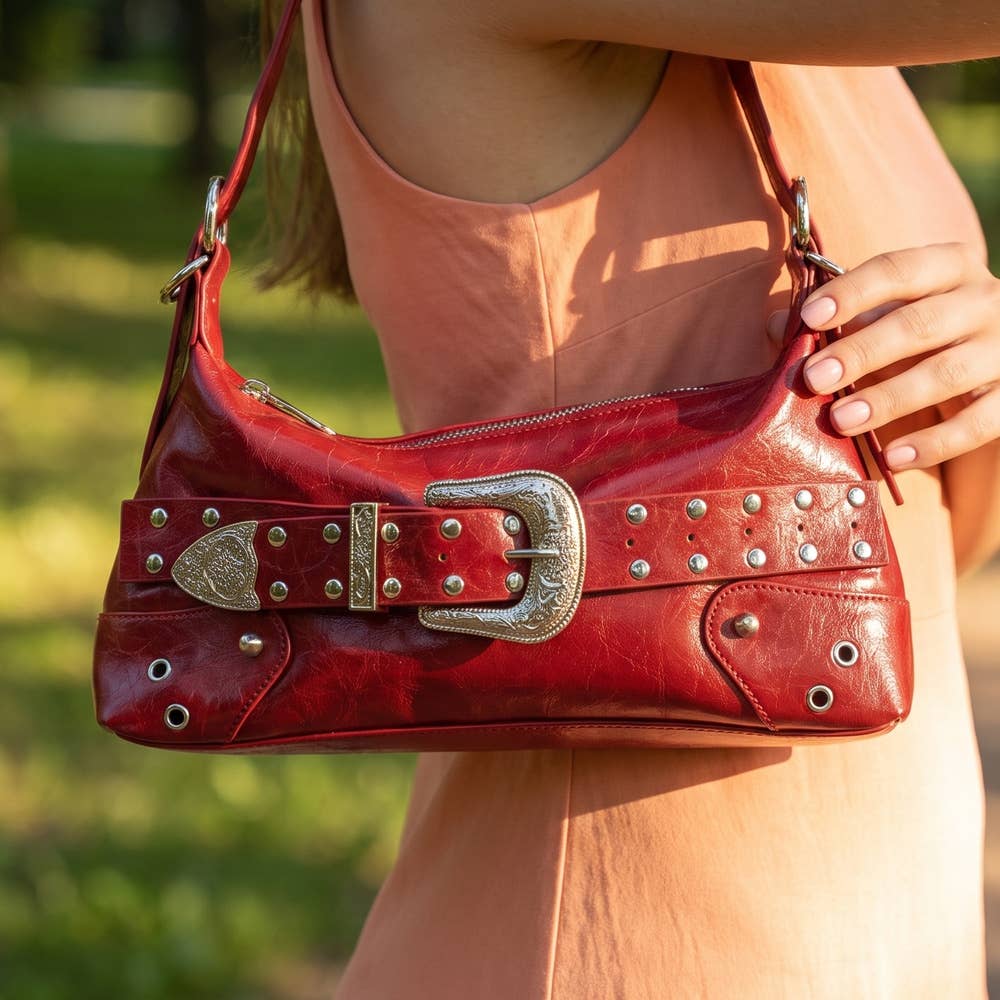 Studded Western Buckle Bag