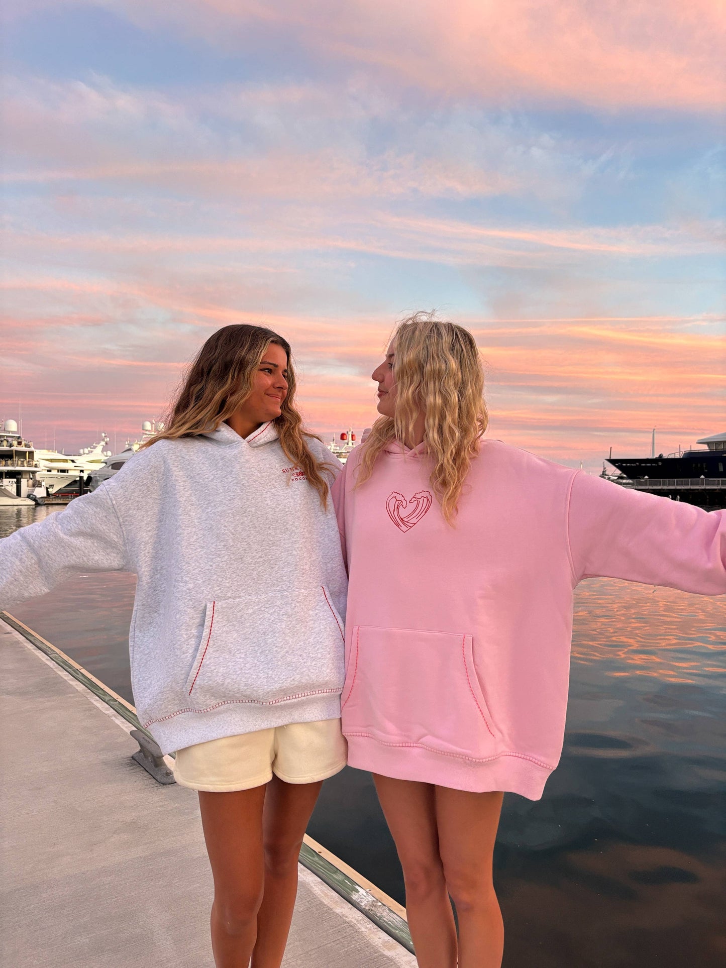 Pearl Grey Hibiscus Flowers Hoodie