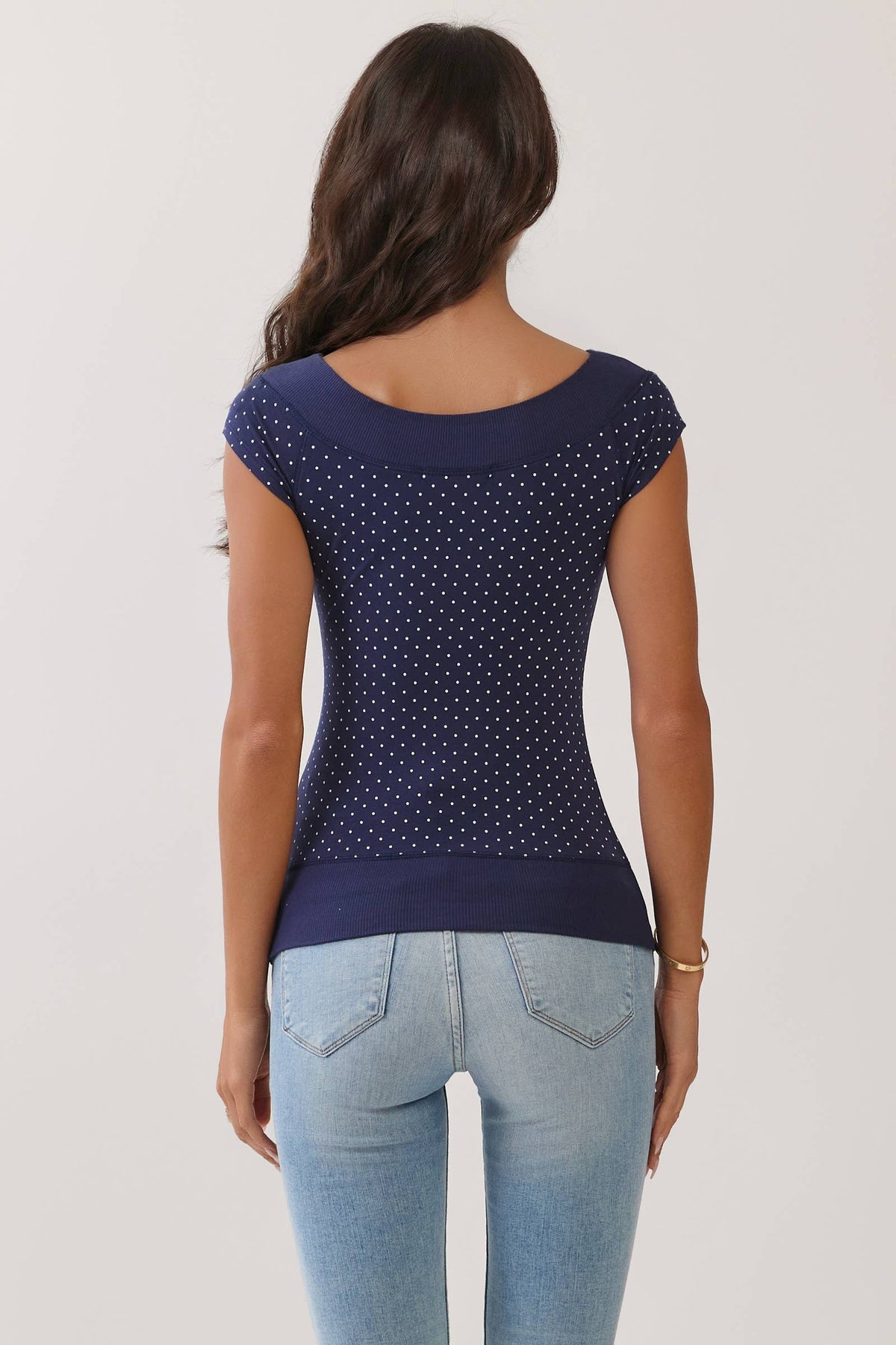 Polka Dot Boat neck Top
