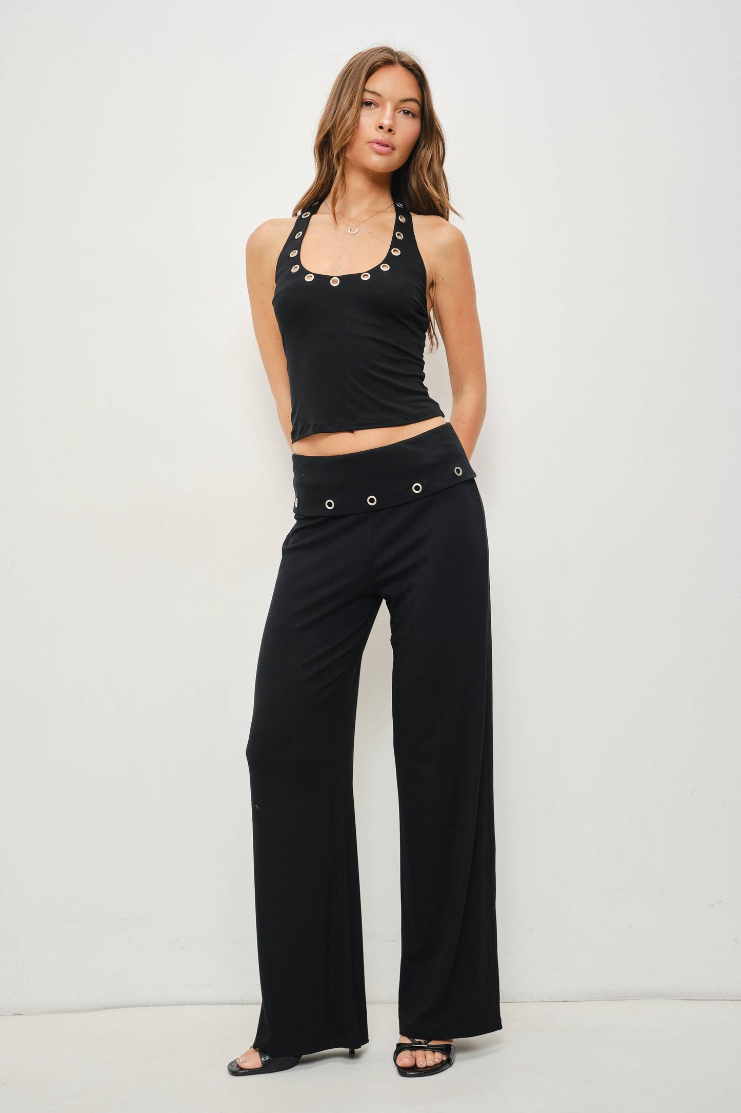 LEVI EYELET HALTER TOP
