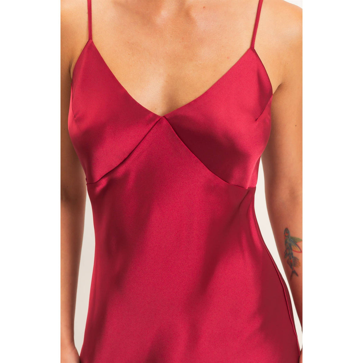 Satin V-Neck Slip Dress