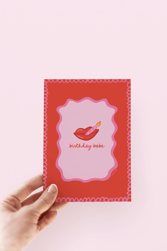 Birthday Babe Lipstick and Lit Candle Glam Greeting Card