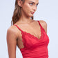 Red Lace Trim Cami Top