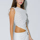 Polka Dot Asymmetrical Off Shoulder Top