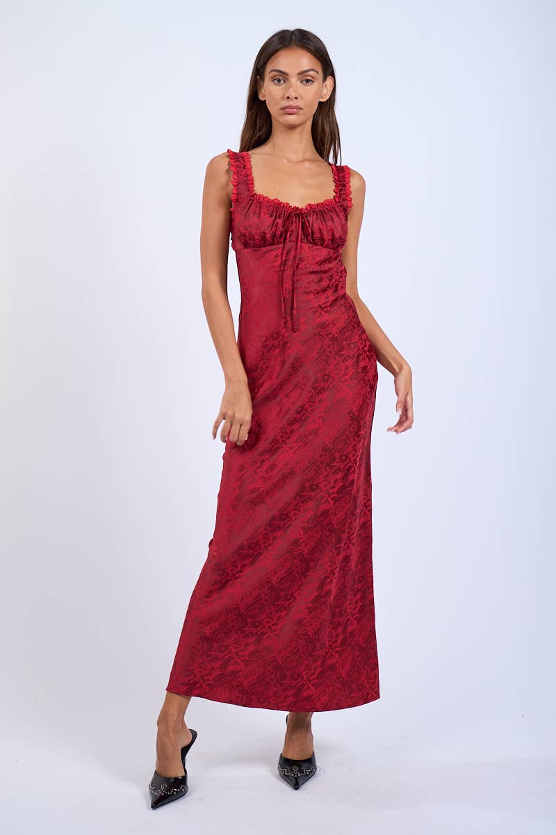 Satin Ruched Bust Sleeveless Open Back