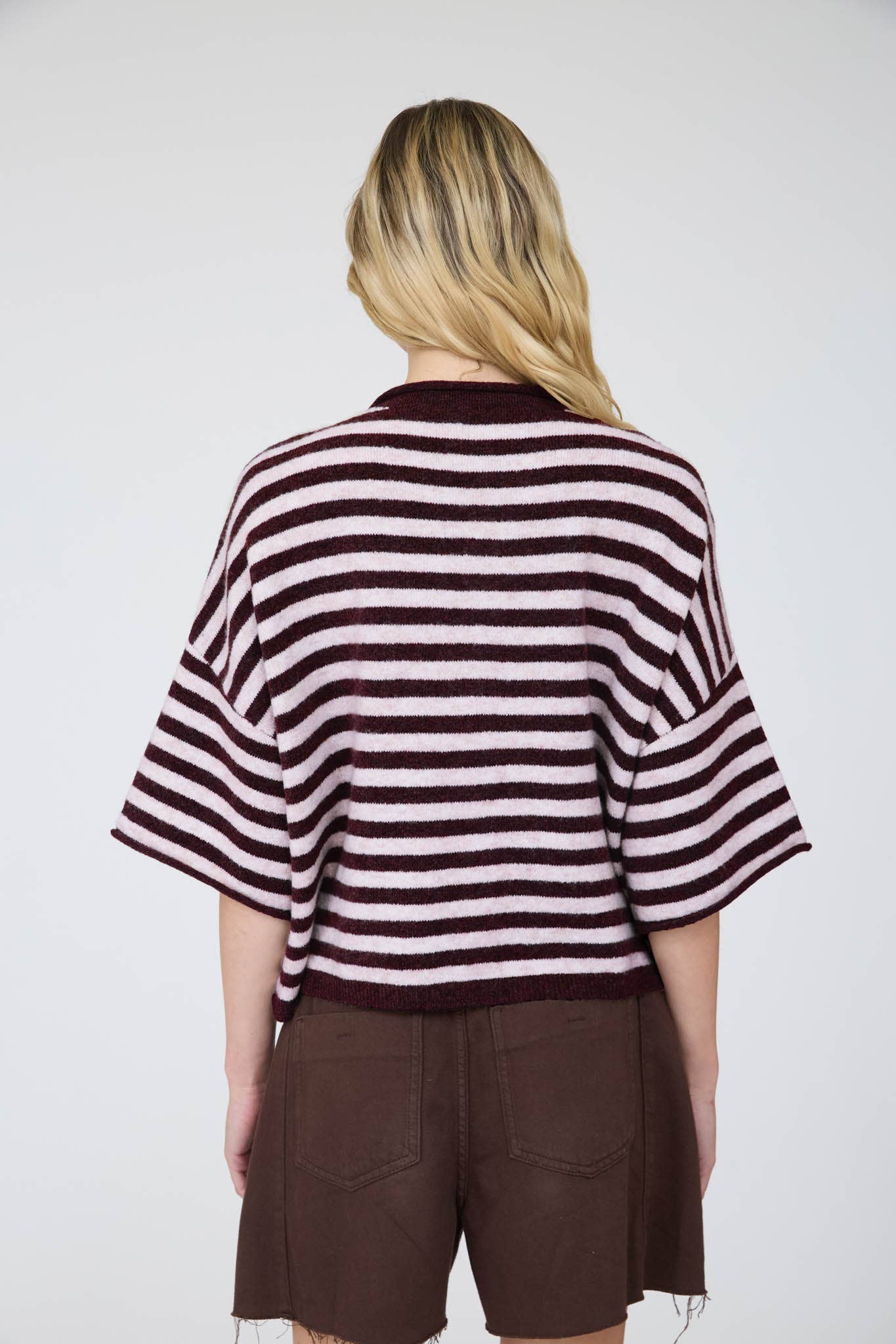 Leah Striped Short Sleeve Cardigan