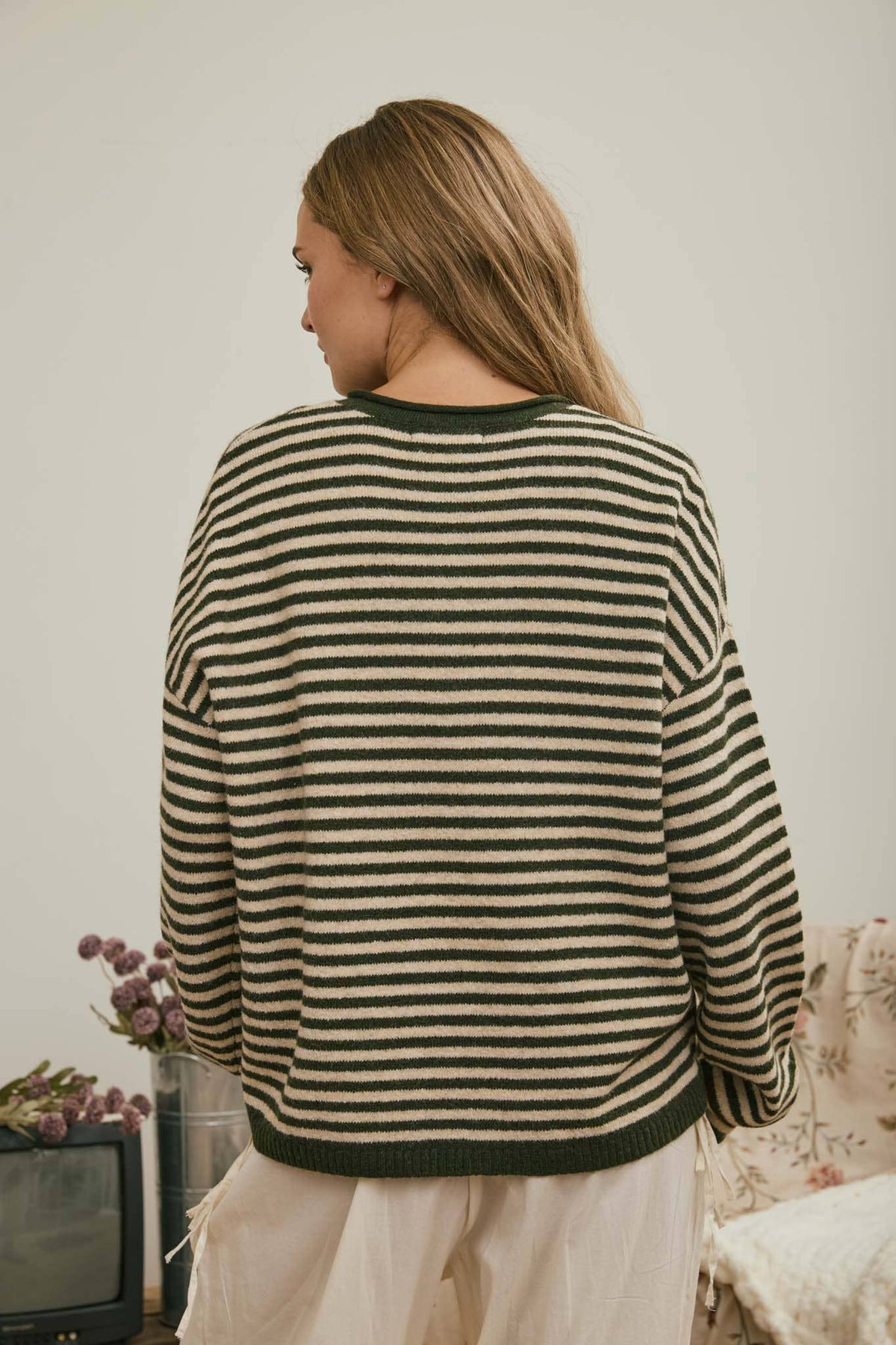 Henley Striped Sweater