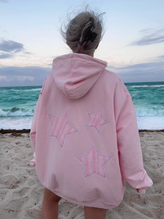 Pink Star Lux Striped Hoodie