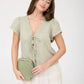 SCALLOPED EMBROIDERED FRONT TIE LACE TOP