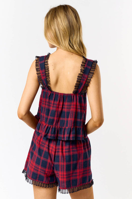 Plaid  Ruffle Top