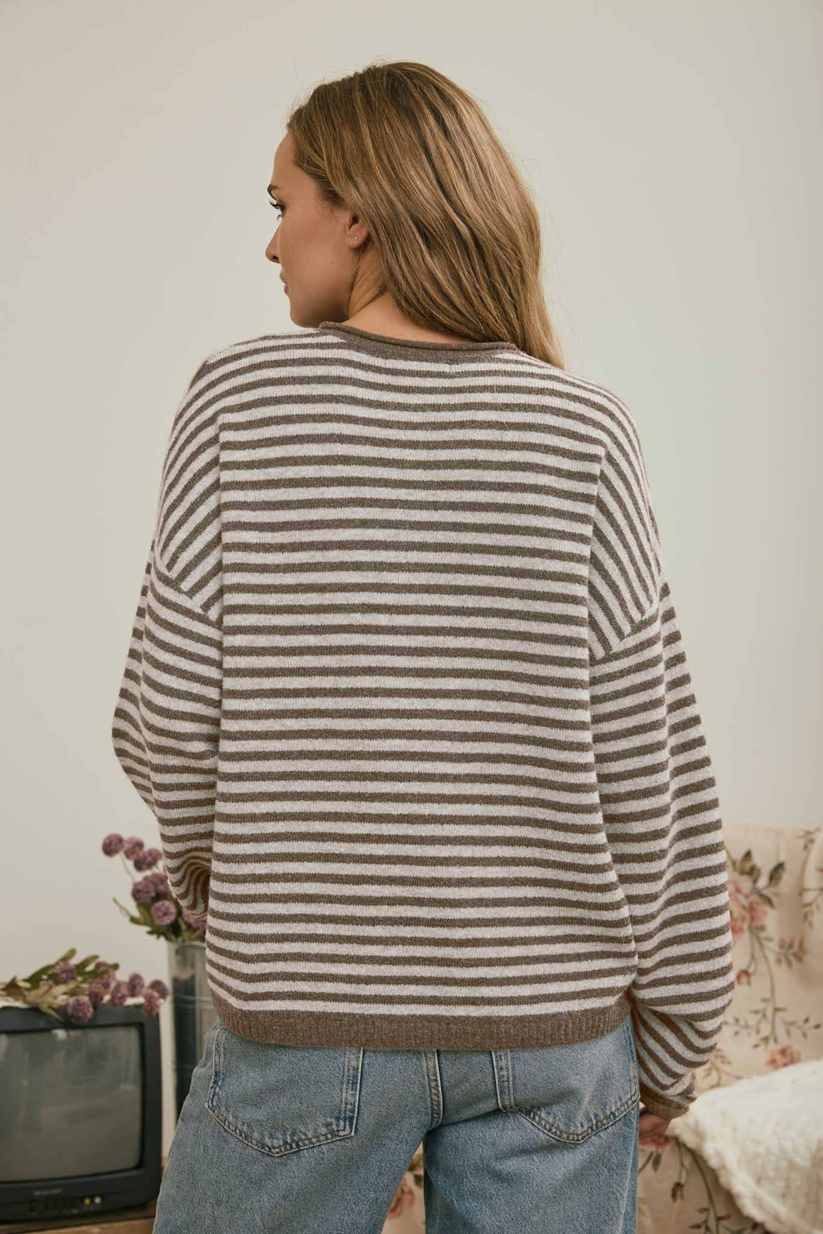 Henley Striped Sweater
