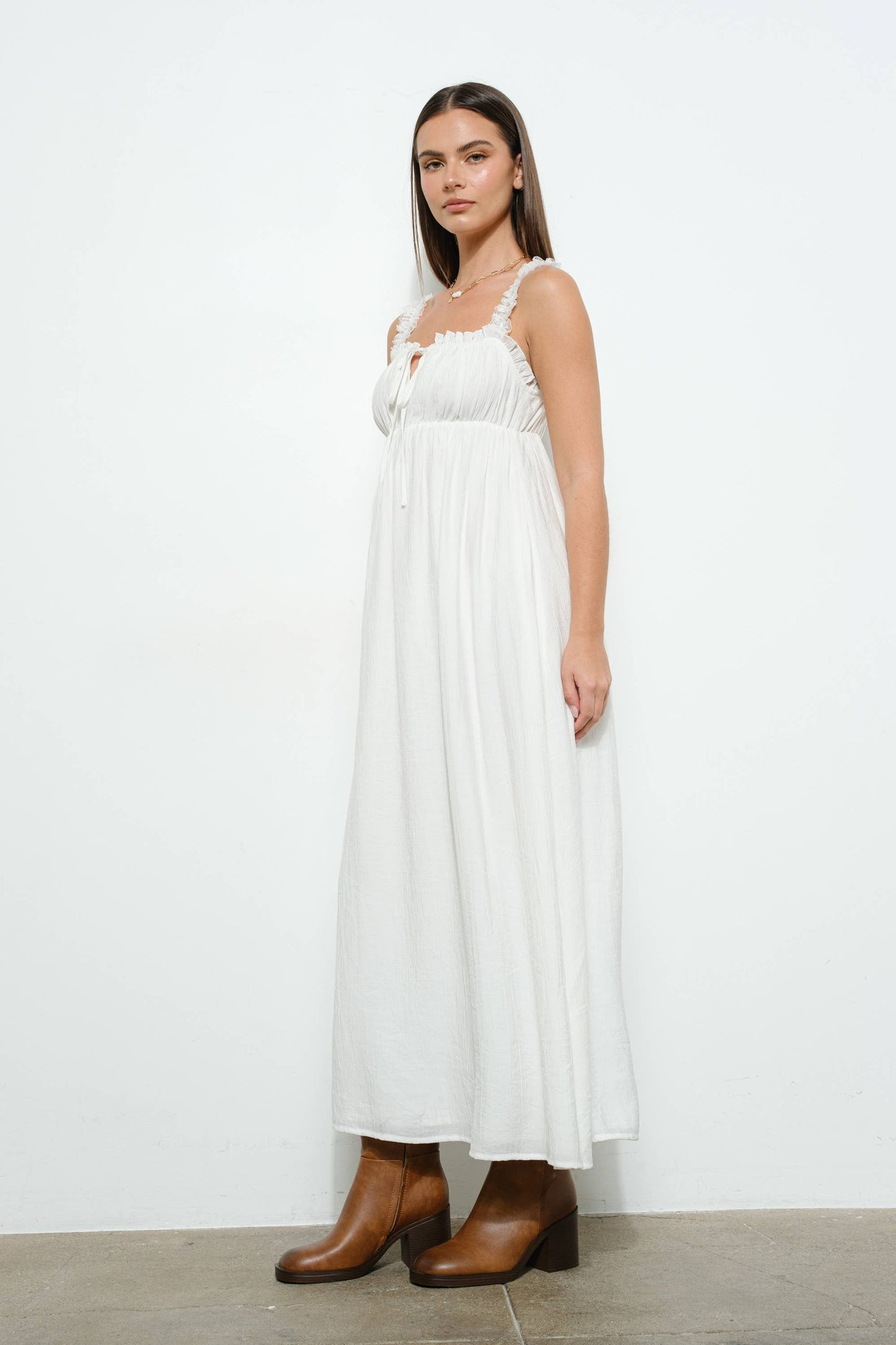 Shoulder Lace Trim Maxi Dress