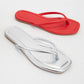 Solid Color Square Toe Thong Sandal