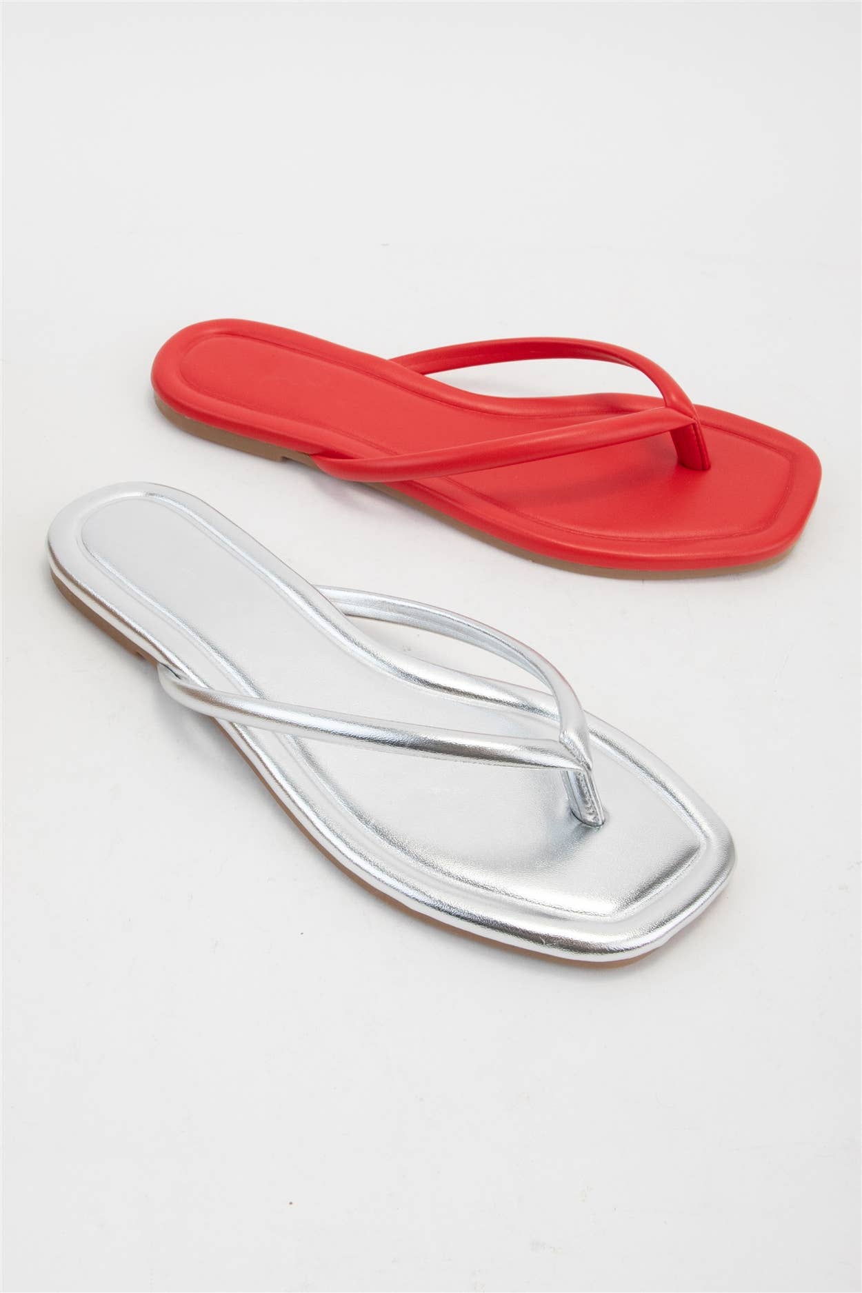Solid Color Square Toe Thong Sandal