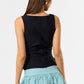 Knit Boatneck Tank with Side Ruched Detailing