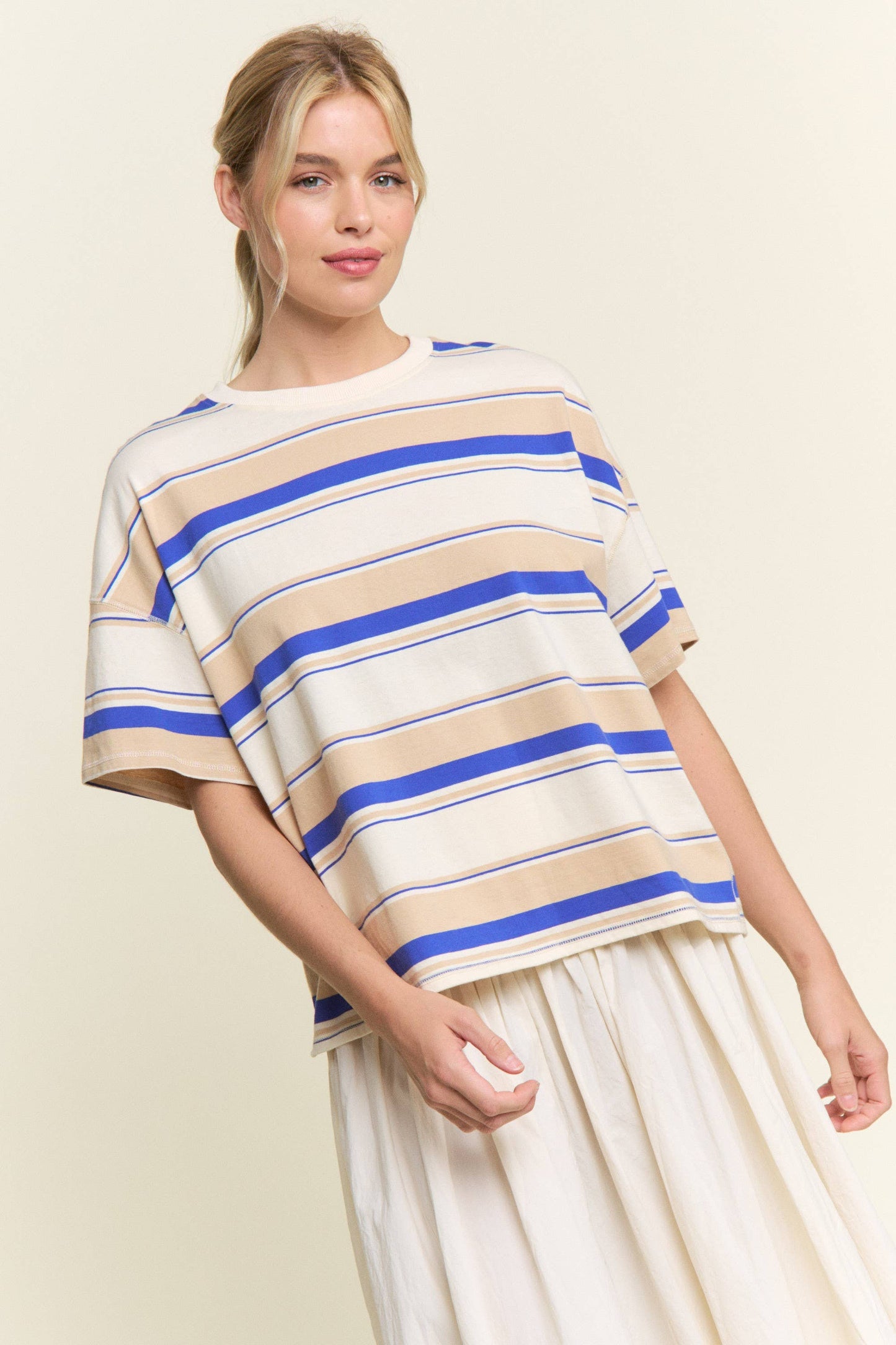Stripe Oversized Short Sleeve Top