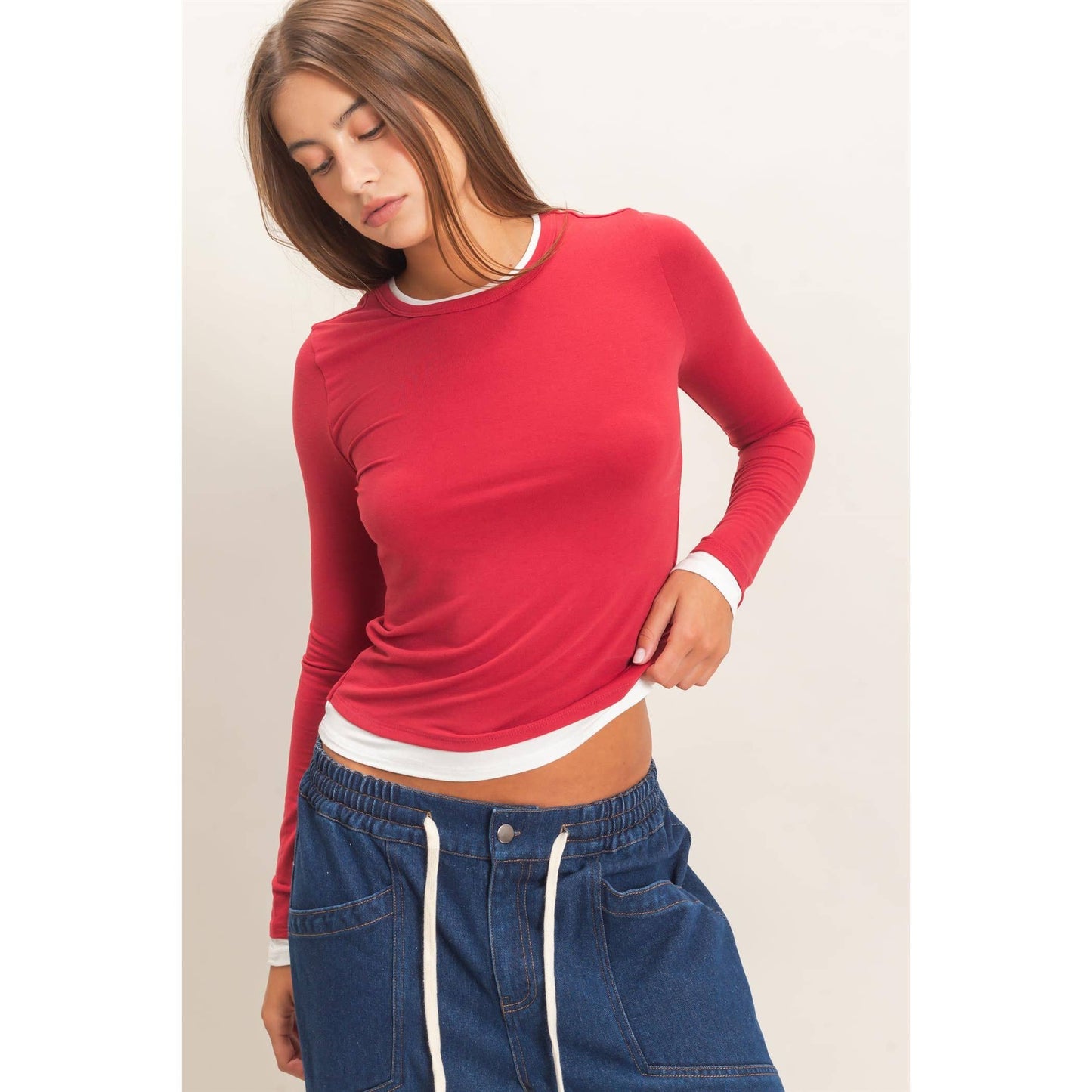 Layered Effect Long Sleeve Top