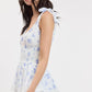 FLORAL TIE STRAP LAYERED LACE MINI DRESS