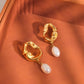 Nerissa 18K Gold Non-Tarnish Abstract Pearl Earring