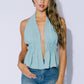 Halter Ruched Front Peplum Top