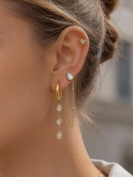 Finley  Non-Tarnish CZ Chain Drop Earring Sets