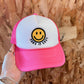 Hot Pink Smiley Trucker Hat