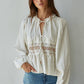 Woven Polyester Nylon Sheer Lace Detail Blouse