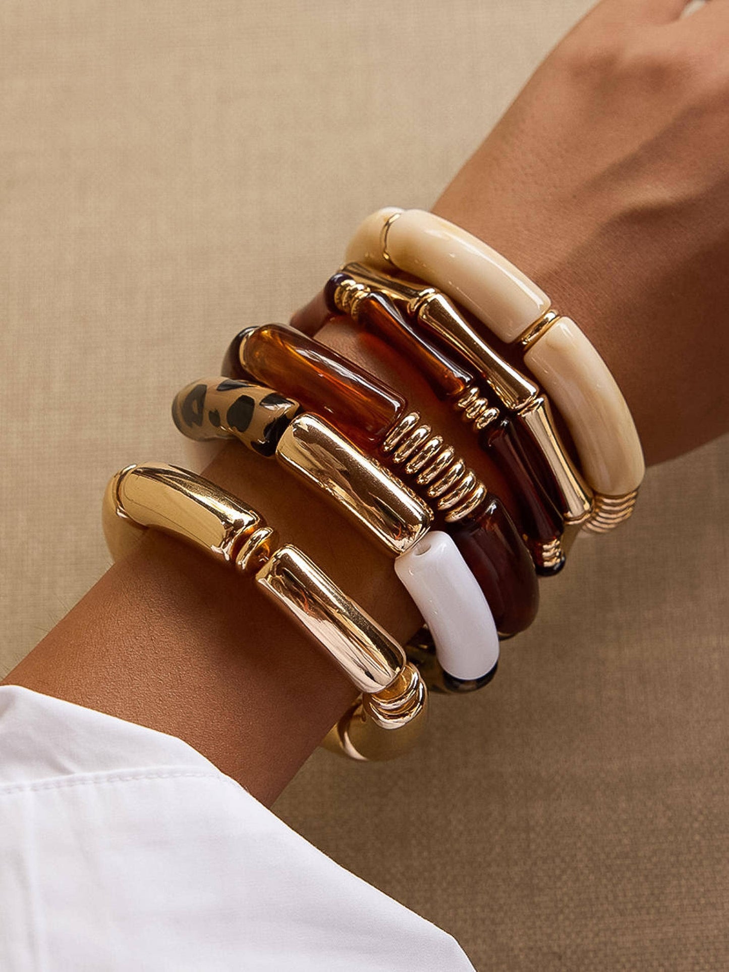 Cove 18K Gold Non-Tarnish Chunky Bangle Set
