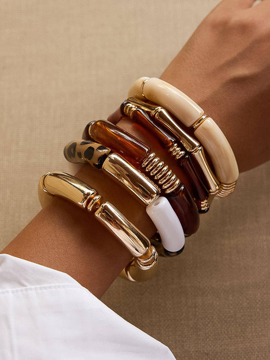 Cove 18K Gold Non-Tarnish Chunky Bangle Set