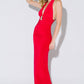 Halter Ruched Maxi Dress W/ Golden Embellishment