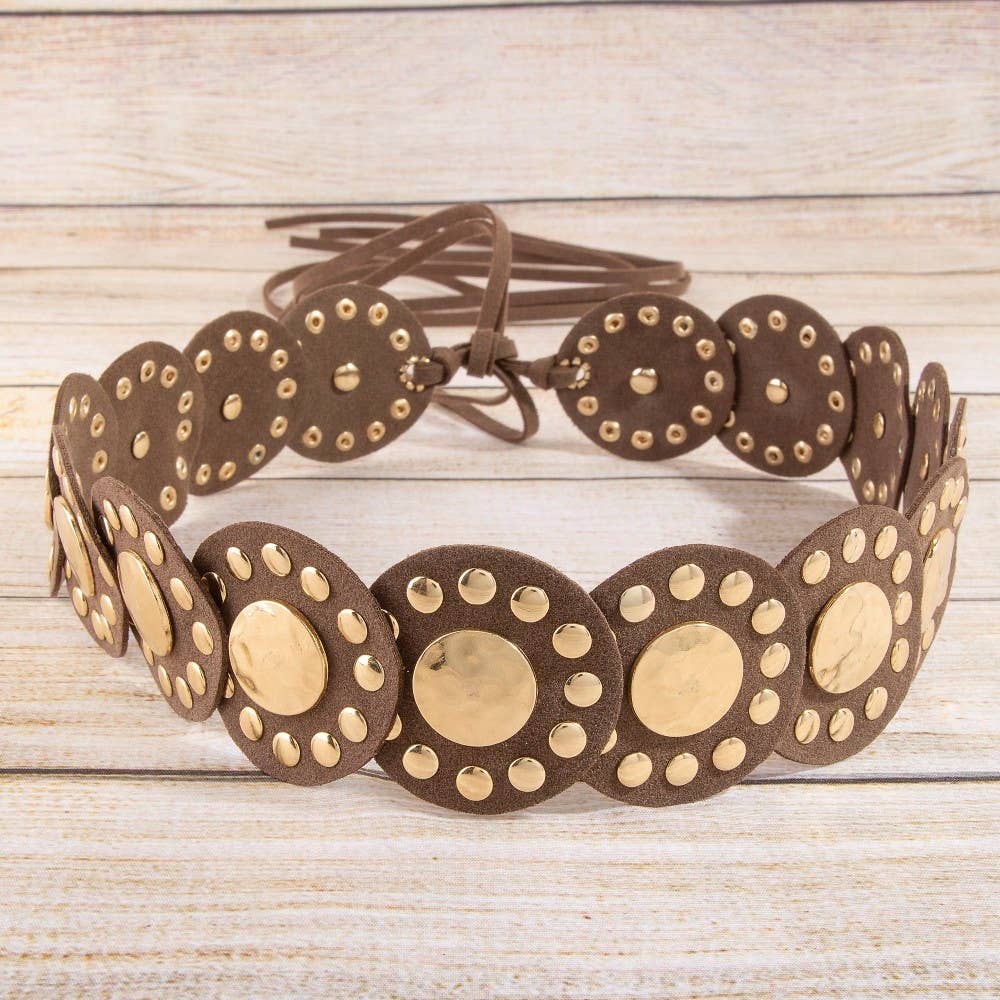 Concho Disc Link Vegan Leather Belt