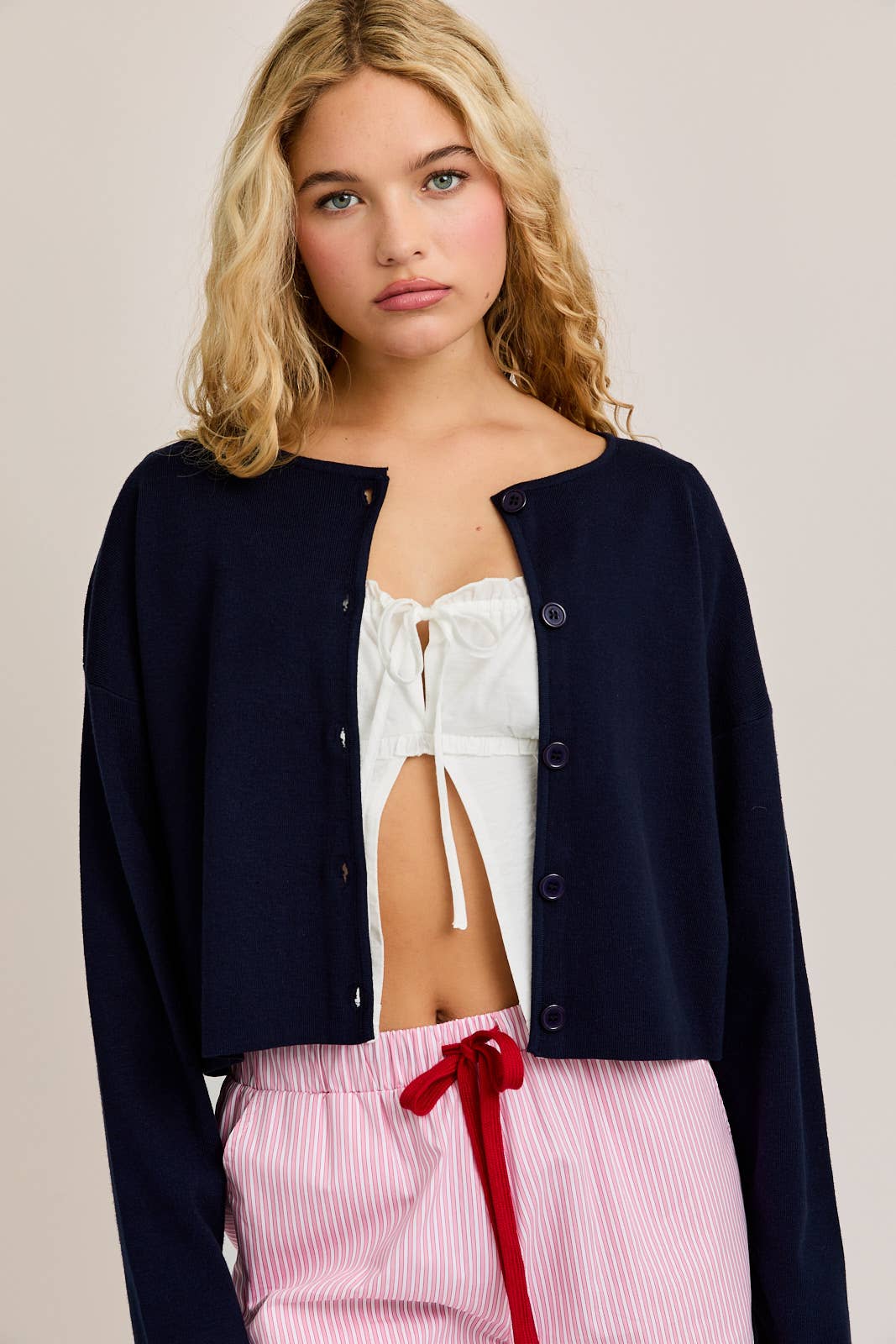 Round Neck Sweater Cardigan