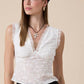 White Double Ties White Floral Lace Top