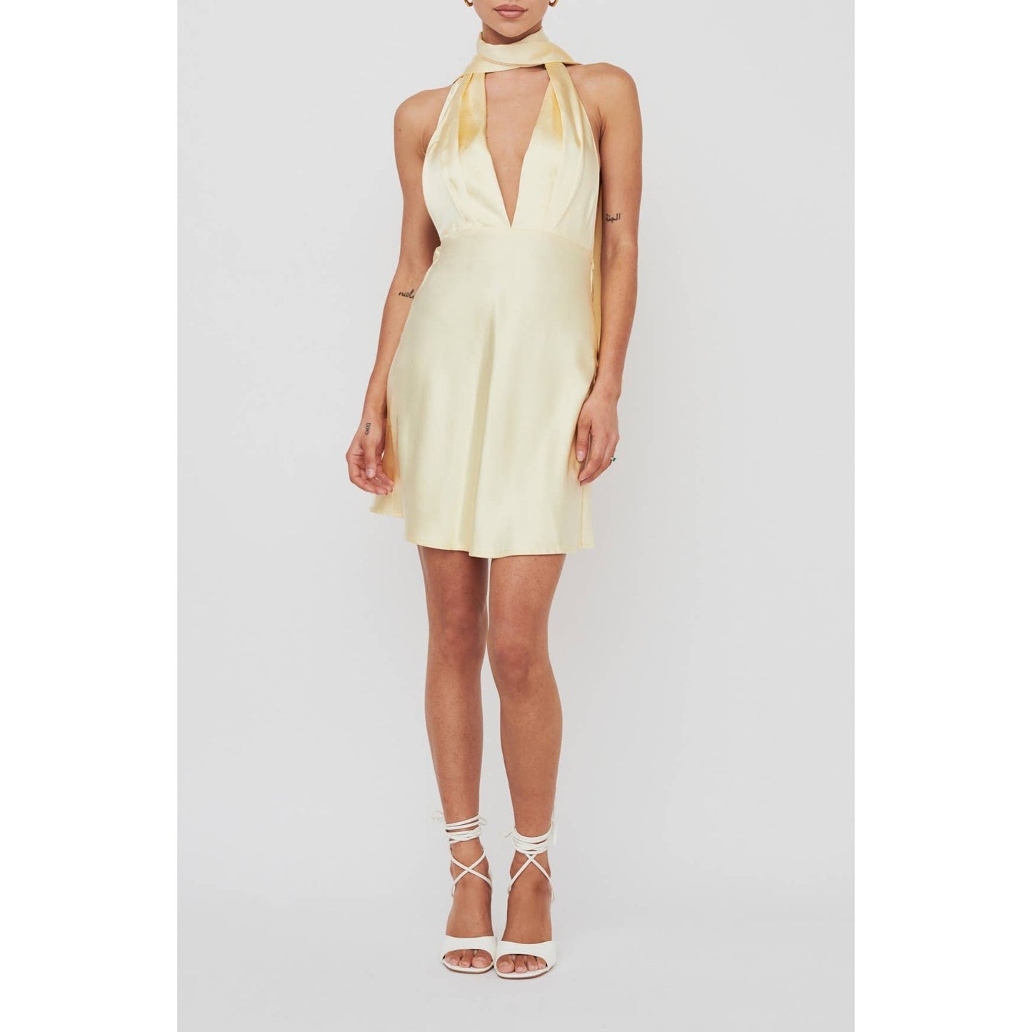 Halterneck Draped Mini Dress