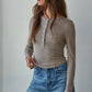 Long Sleeve Half Button Up Top