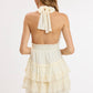 CHIFFON HALTER RUFFLE MINI DRESS