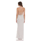 Polka Dot Open Back Maxi Dress in White