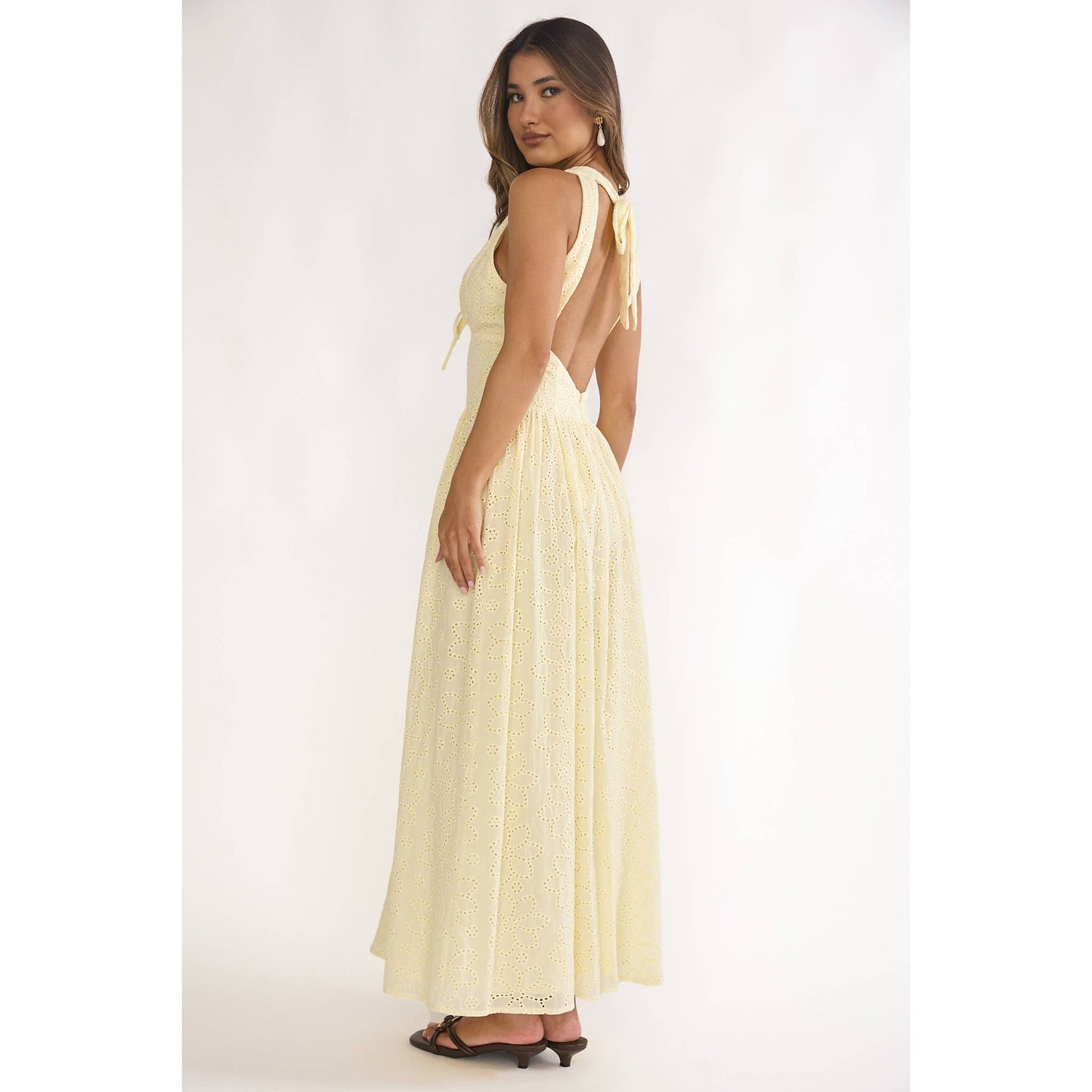EYELIT HALTER MIDI DRESS