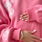 Hibiscus Pink Tropical Embroider Sweatshirt