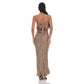 Metallic Open Back Maxi Dress in Cheetah Print