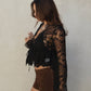 Crochet Embroidered Long Bell Sleeve Top