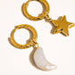Tillyn 18K Gold Non-Tarnish Mismatch Moon and Star Earring