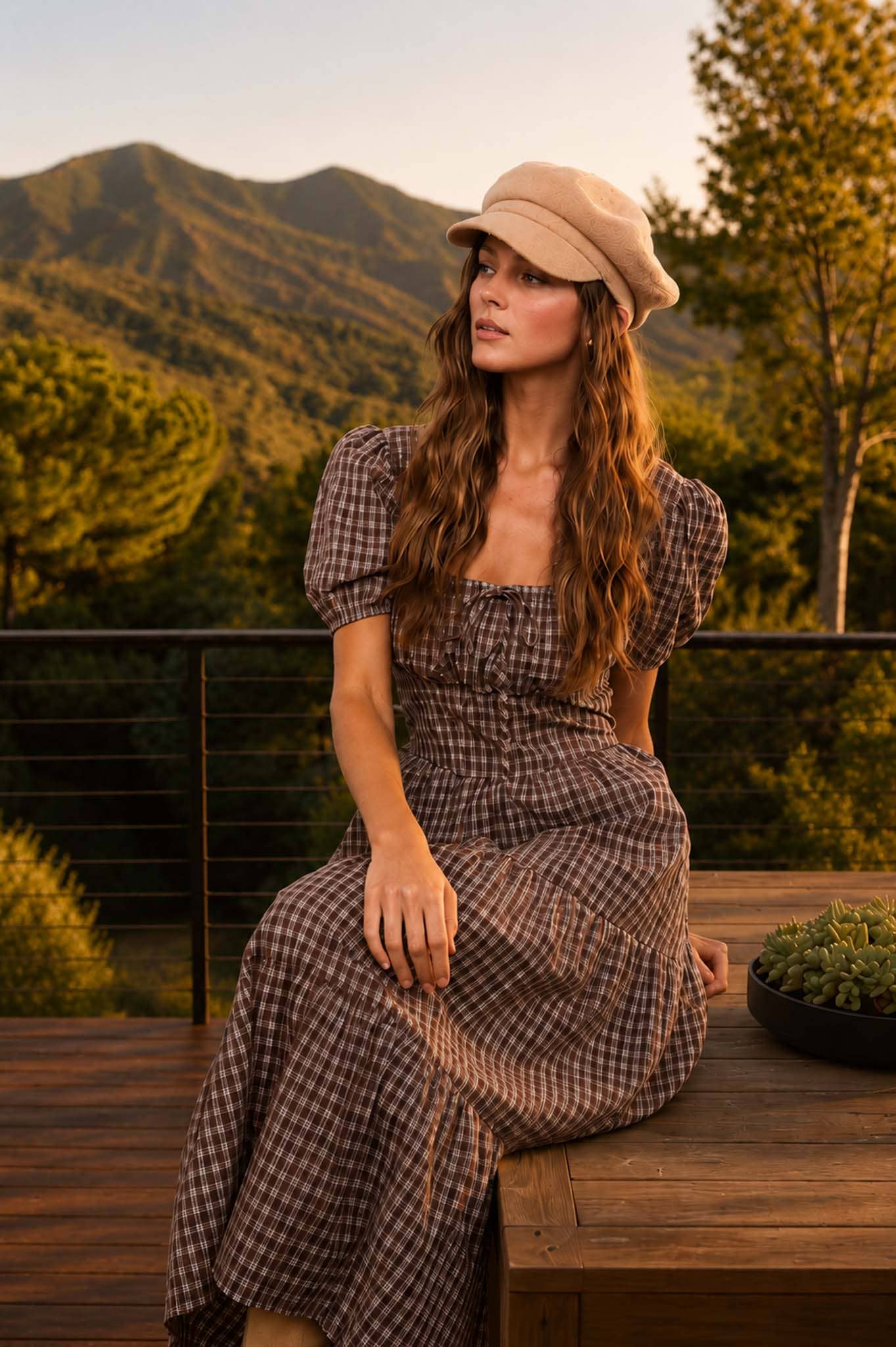 PLAID PUFF SLEEVE DRESS