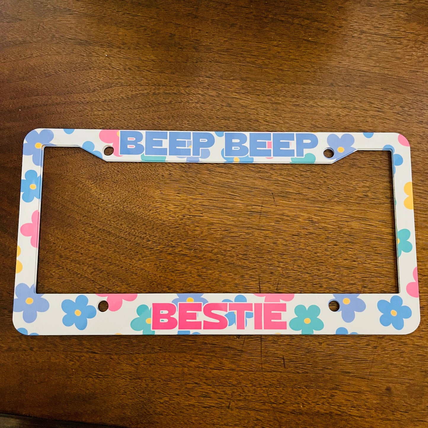 License Plate Frame, Beep Beep Bestie