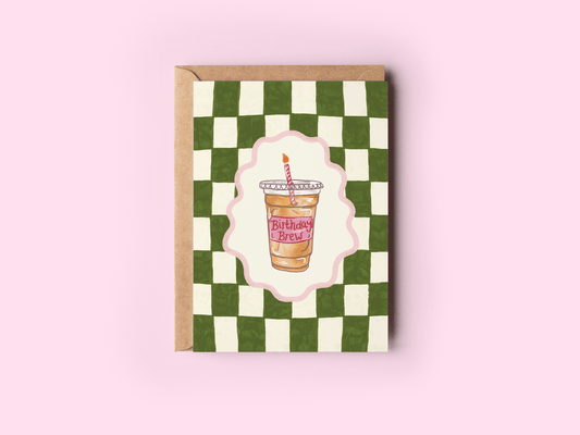 Birthday Brew Iced Coffee Coquette Caffeine Greeting Card