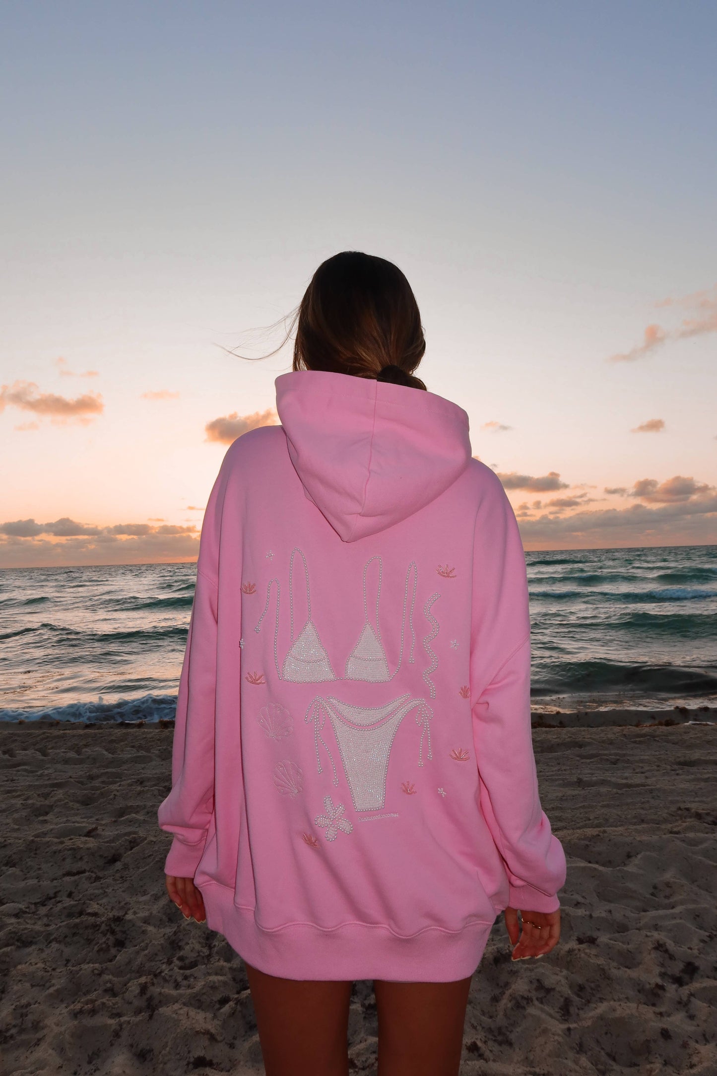 Lottie Pink Bikini Beaded Ocean Hoodie